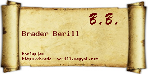 Brader Berill névjegykártya
